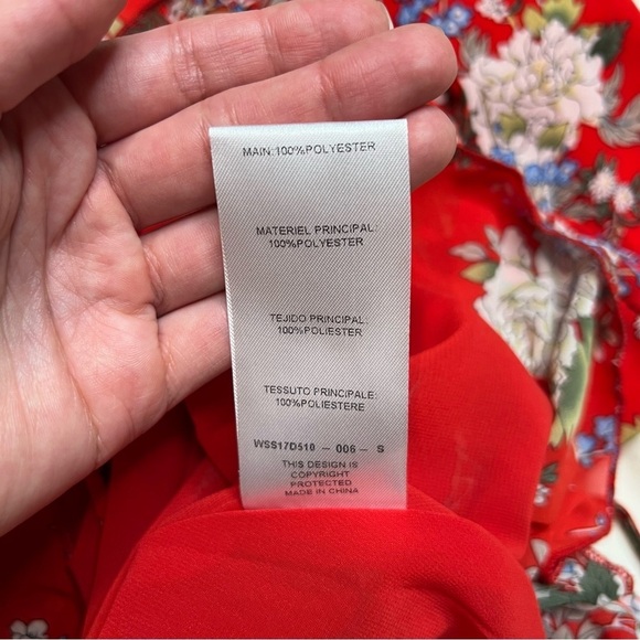 WYLDR Wicked Games Red Floral Long Sleeve Wrap Dress Size Small - Picture 14 of 14